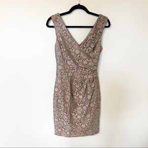 Reiss lace draped sheath dress bronze size 4